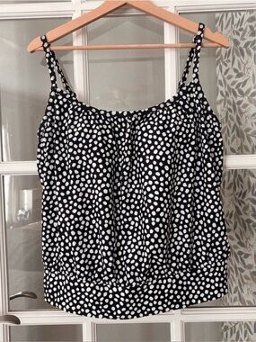 KONA SOL Animal Print Blouson Tankini Top Sz L
